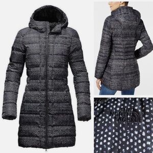 NWOT The North Face Black Donegal Print Gotham Goose Down Coat S